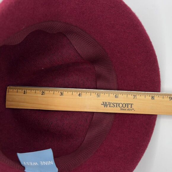 Nine West Wool Blend Cloche Hat – Burgundy with Floral Sequin Detail - Picture 6 of 6